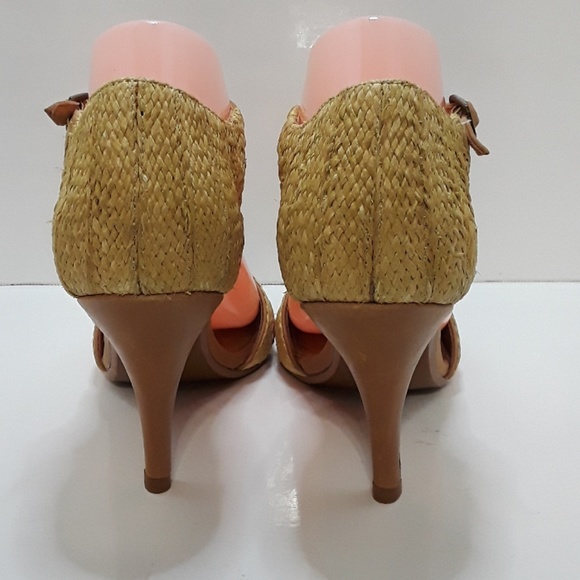 Joie 38.5 woven peep toe ankle strap heels - Picture 4 of 7